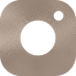 Camera icon with a textured bronze finish.