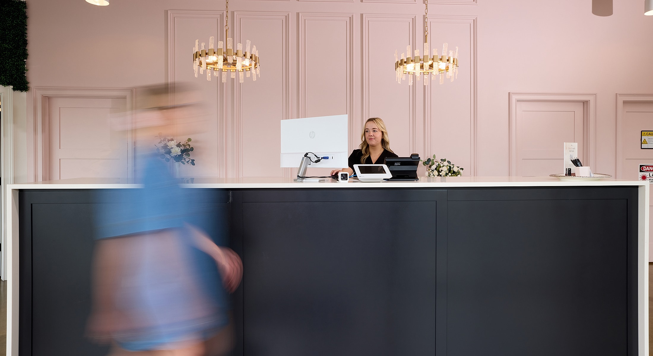 Modern reception area with a motion blur.