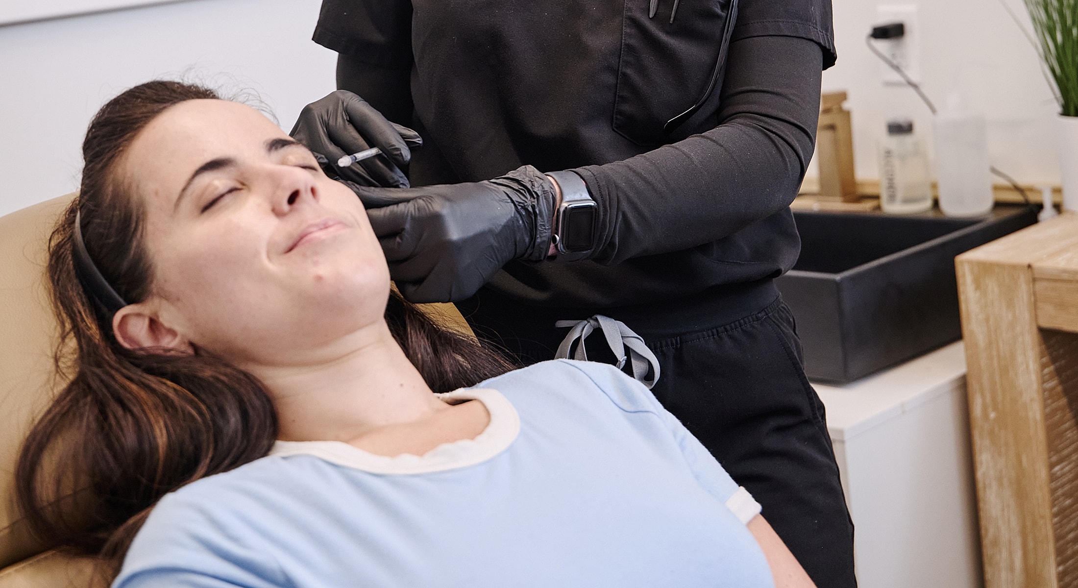 Cosmetic procedure in a clinical setting.