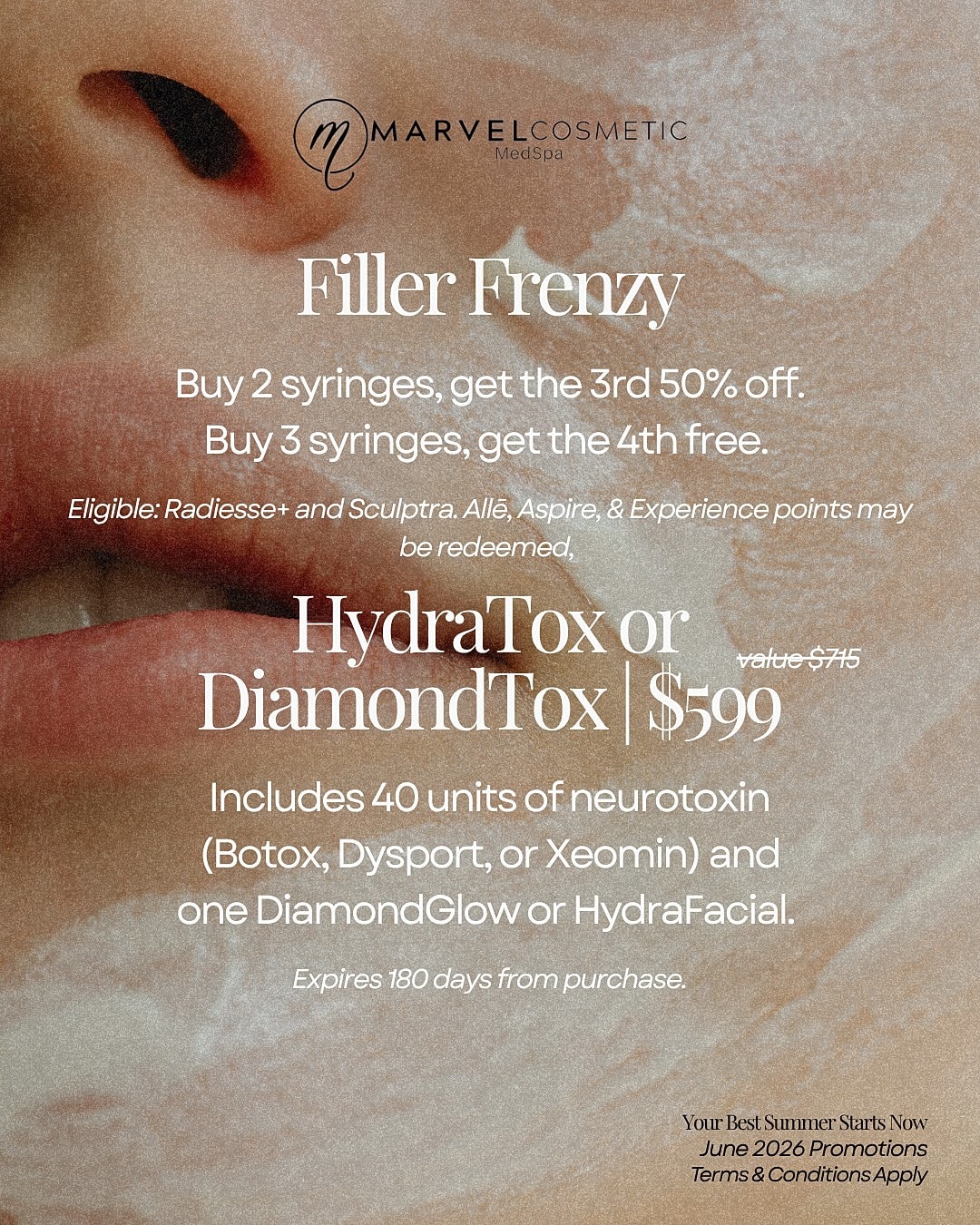 Filler promotion and aesthetic treatment offers.